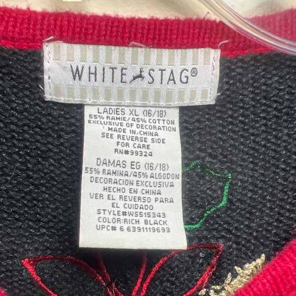 Vintage Size L Black Sleeveless Embroidered Beaded Christmas Poinsettia Vest - Picture 3 of 4